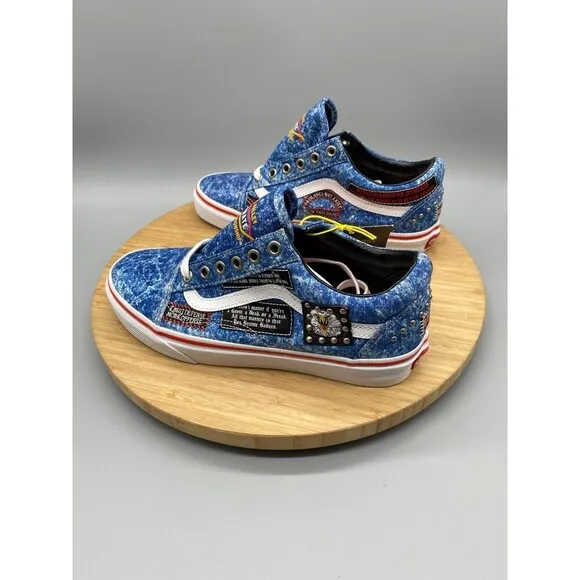 Vans Shoes Mens 8 Womens 9.5 Blue Retro 90s Cobra Karate Canvas Denim Skate