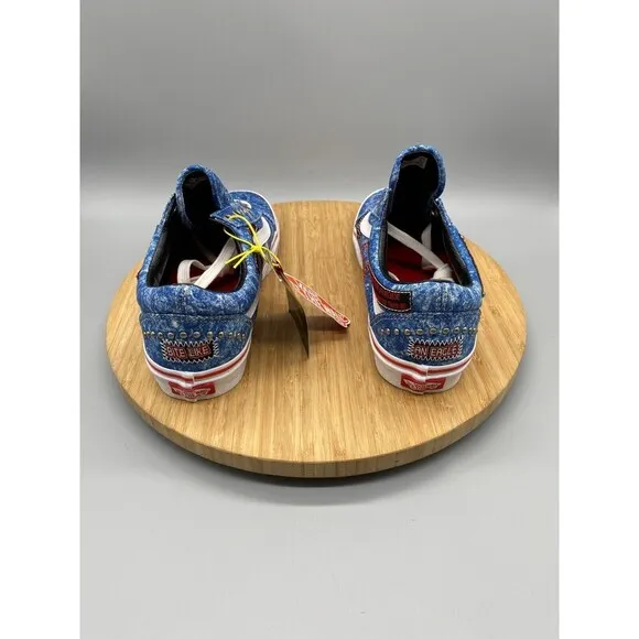 Vans Shoes Mens 8 Womens 9.5 Blue Retro 90s Cobra Karate Canvas Denim Skate