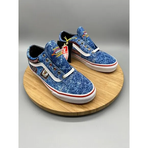 Vans Shoes Mens 8 Womens 9.5 Blue Retro 90s Cobra Karate Canvas Denim Skate