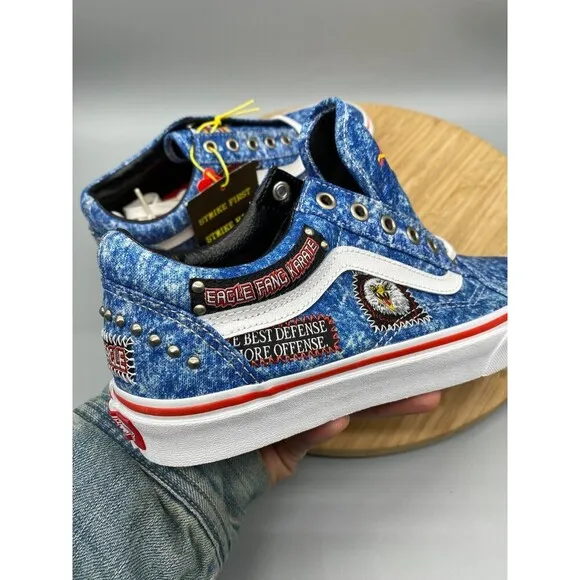 Vans Shoes Mens 8 Womens 9.5 Blue Retro 90s Cobra Karate Canvas Denim Skate