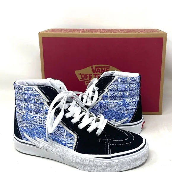 VANS Sk8-Hi Bolt Skate Shoes Canvas Suede Sneakers Blue Black Men's VN0A5JIBLK