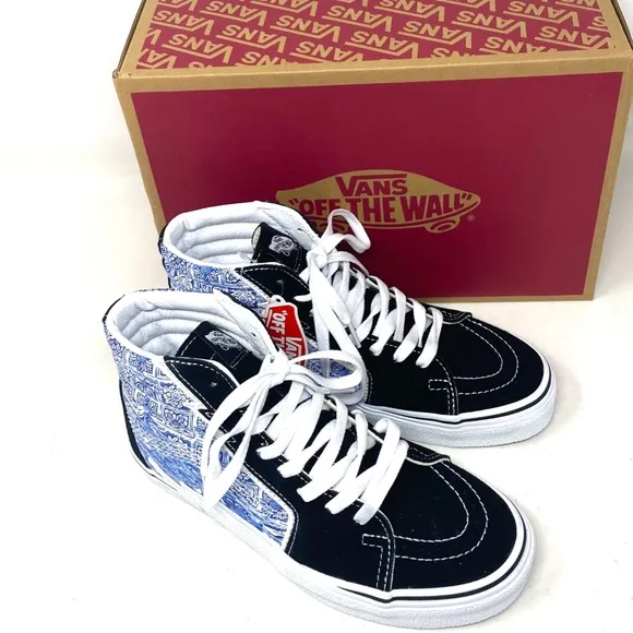 VANS Sk8-Hi Bolt Skate Shoes Canvas Suede Sneakers Blue Black Men's VN0A5JIBLK
