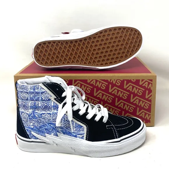 VANS Sk8-Hi Bolt Skate Shoes Canvas Suede Sneakers Blue Black Men's VN0A5JIBLK