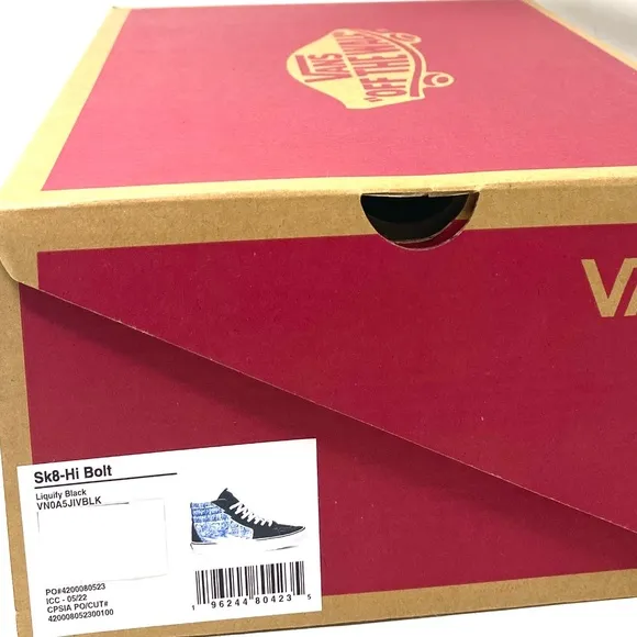VANS Sk8-Hi Bolt Skate Shoes Canvas Suede Sneakers Blue Black Men's VN0A5JIBLK