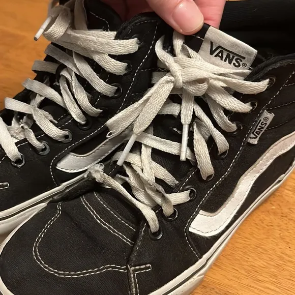 Vans Sk8-Hi Canvas Black &amp; White Shoes Women’s Size 6.5