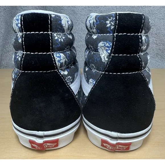 Vans Sk8-Hi Flash Skulls Black Blue White Canvas Suede shoes Mens Size 10.5