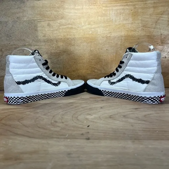 Vans Sk8 Hi SUEDE/Canvas Womens Size 7 Shoes Sneakers White Black
