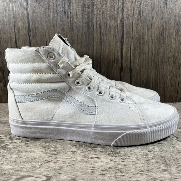 VANS SK8 Hi True White Triple White Canvas Shoes Sneakers Women’s Size 10