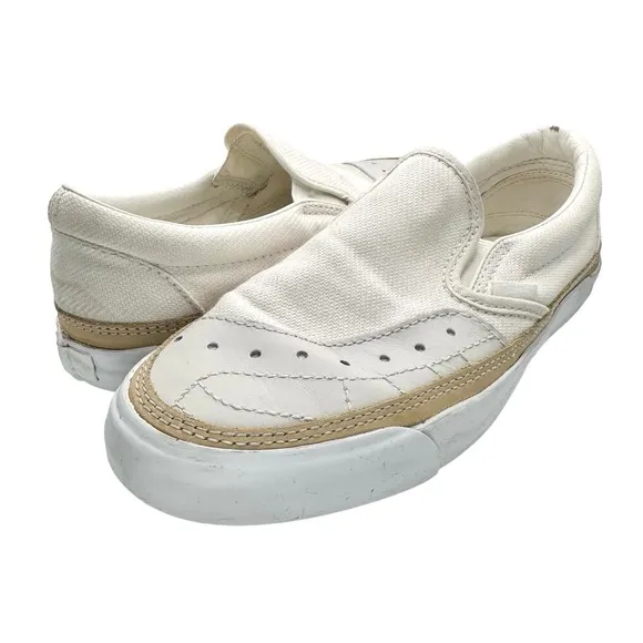 Vans | Unisex | Classic Canvas Overply Blanc De Blanc Slip On Shoes | Size 7.5