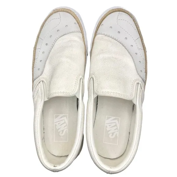 Vans | Unisex | Classic Canvas Overply Blanc De Blanc Slip On Shoes | Size 7.5
