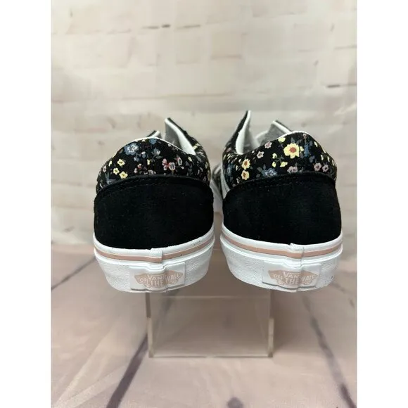 Vans Womens Girls Old Skool Black Floral Canvas Sneakers Size 5 Skater Shoes New