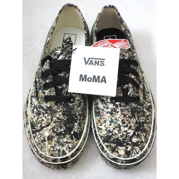 Vans x MoMA Women's Authentic Jackson Pollock Canvas Shoes Black Size 7 NIB