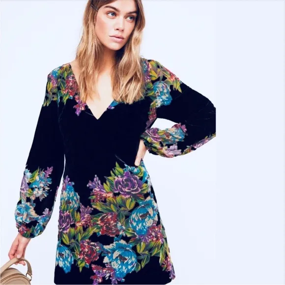 Velvet Burn out Mini Dress Free People Misha Sz XS