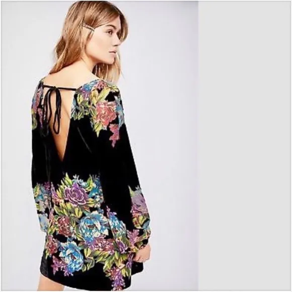 Velvet Burn out Mini Dress Free People Misha Sz XS