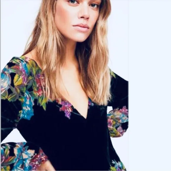 Velvet Burn out Mini Dress Free People Misha Sz XS