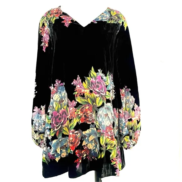 Velvet Burn out Mini Dress Free People Misha Sz XS