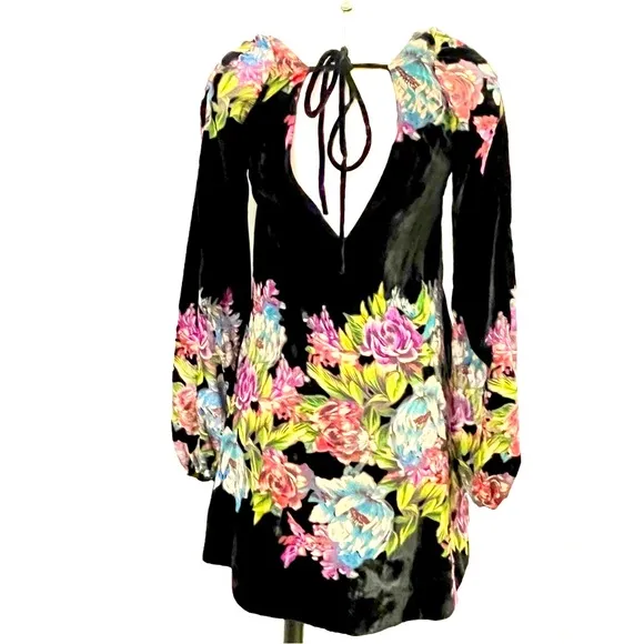 Velvet Burn out Mini Dress Free People Misha Sz XS