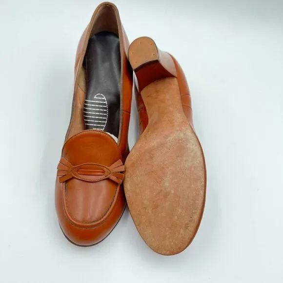 Velvet Step Vintage 1950’s Tan Brown Leather Women Heels Size 6.5