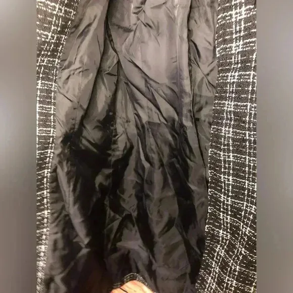 VENUS Black and White Tweed and Faux Leather Coat