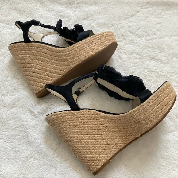 Vera Wang Lavender espadrille wedges high platform heels jeweled rhinestone sz 8