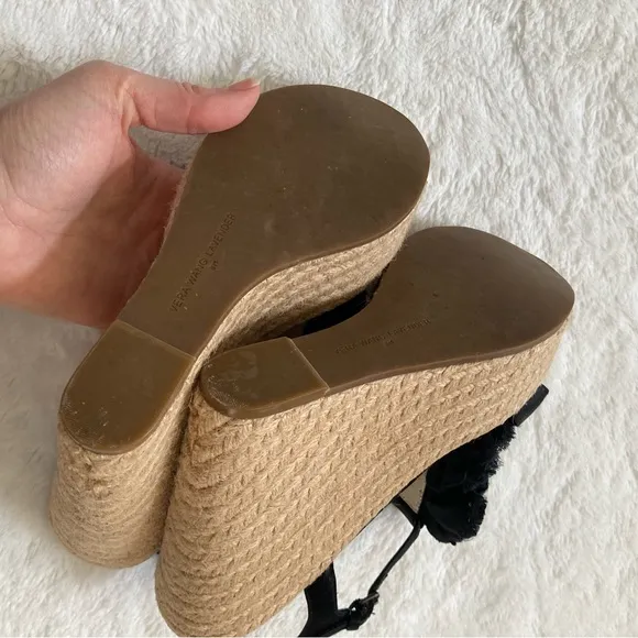 Vera Wang Lavender espadrille wedges high platform heels jeweled rhinestone sz 8
