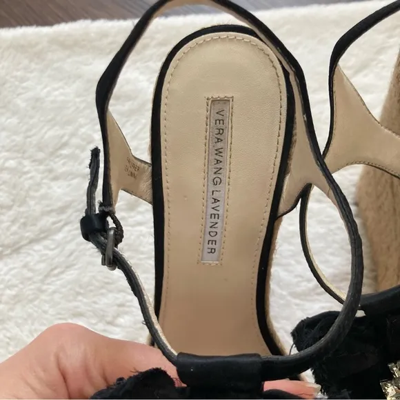Vera Wang Lavender espadrille wedges high platform heels jeweled rhinestone sz 8