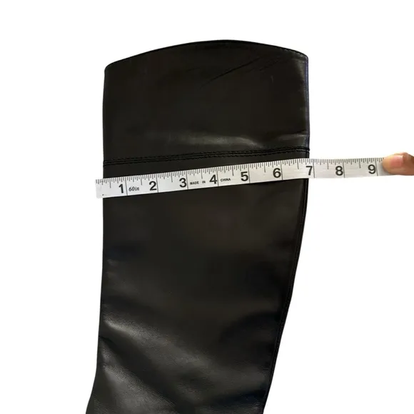 Vero Cuoio Women's Tall Black Leather Flat Boots Size 8.5