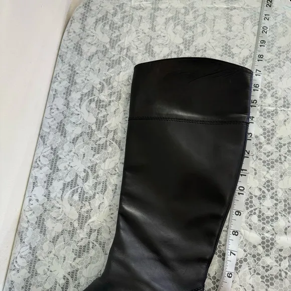 Vero Cuoio Women's Tall Black Leather Flat Boots Size 8.5