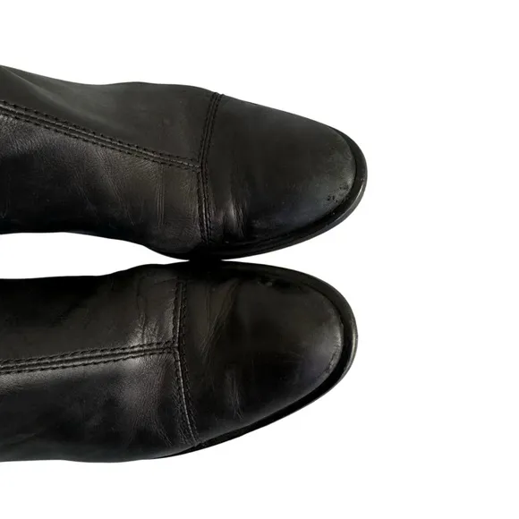 Vero Cuoio Women's Tall Black Leather Flat Boots Size 8.5