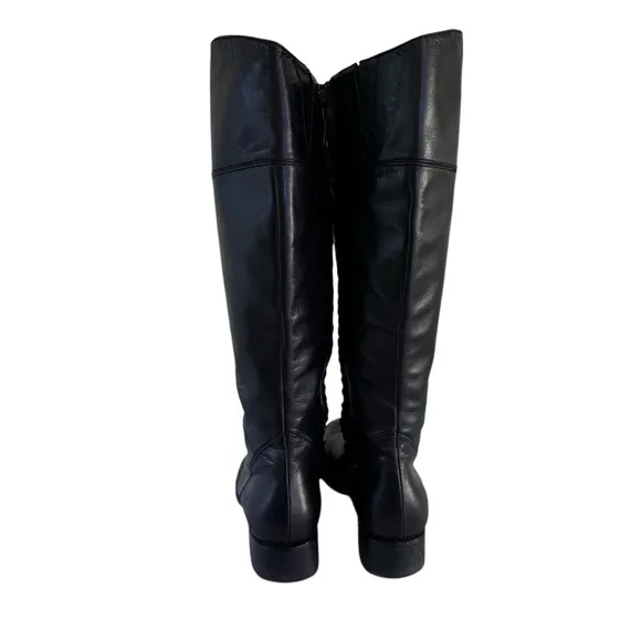 Vero Cuoio Women's Tall Black Leather Flat Boots Size 8.5