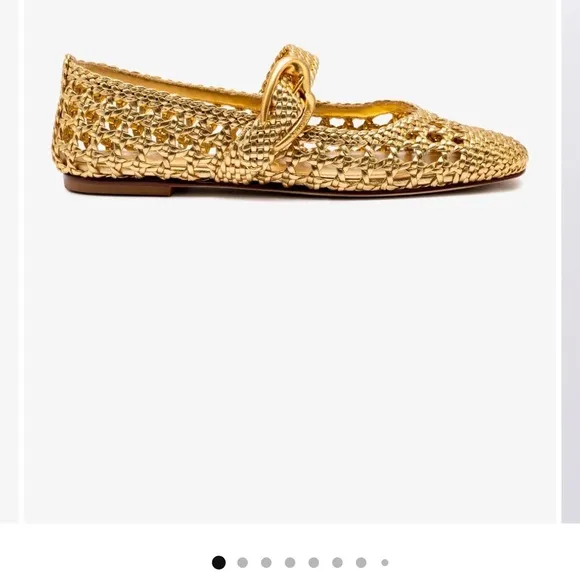 Verona Macrame Ballet Flat In Gold Metallic Leather