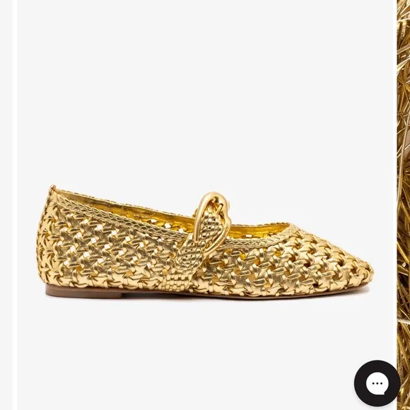 Verona Macrame Ballet Flat In Gold Metallic Leather