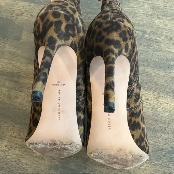 Veronica Beard Ankle Boots Heeled Pointed Toe Leopard Print Yellow Black Size 9
