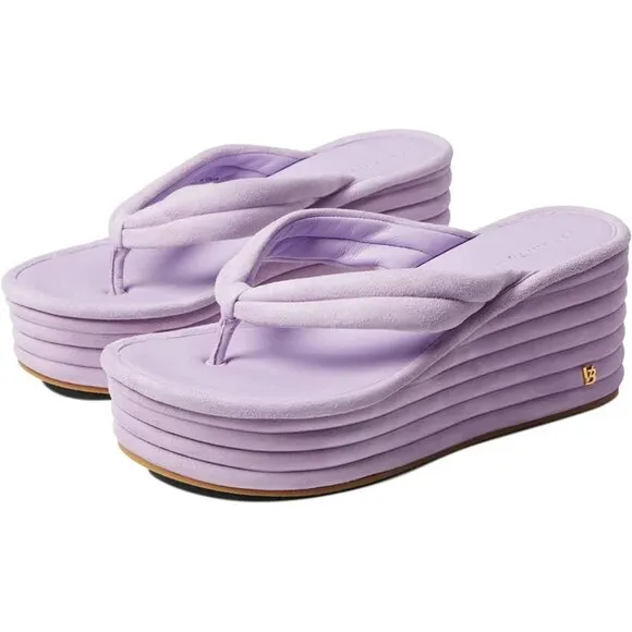 Veronica Beard Geno Lavender Suede Platform Flip Flop Sandals Lavender Women's 8