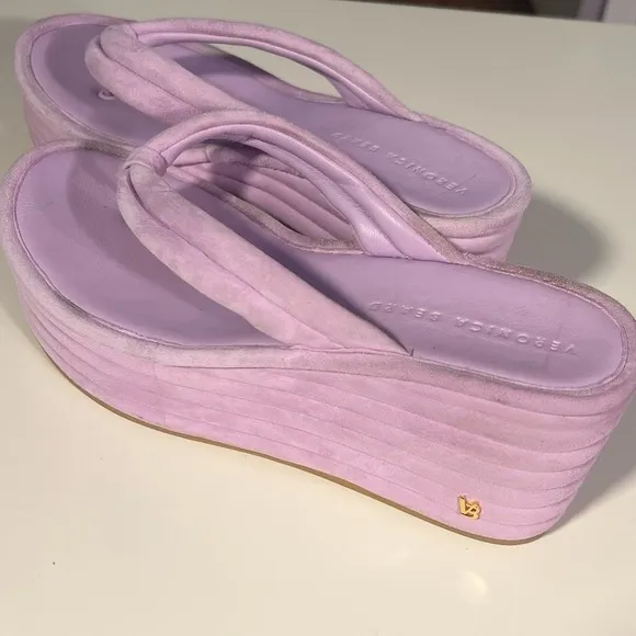 Veronica Beard Geno Lavender Suede Platform Flip Flop Sandals Lavender Women's 8