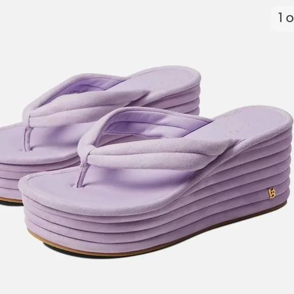 Veronica Beard Geno Lavender Suede Platform Flip Flop Sandals Lavender Women's 8