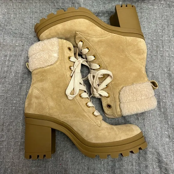 Veronica Beard size 8 Westport Lamb Fur Suede Heeled Boots