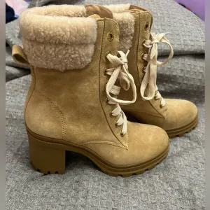 Veronica Beard size 8 Westport Lamb Fur Suede Heeled Boots