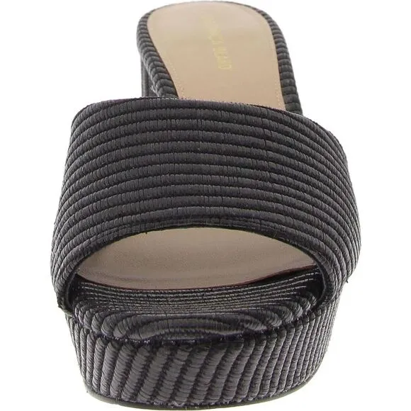 Veronica Beard Womens DALI Black Woven Textured Platform Sandals Shoes NWOB
