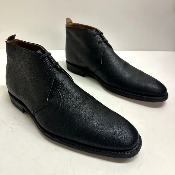 VERY GOOD Grenson Chukka Black Glazed Roughout Made in England 10.5 US / 9.5 UK
