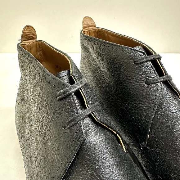 VERY GOOD Grenson Chukka Black Glazed Roughout Made in England 10.5 US / 9.5 UK