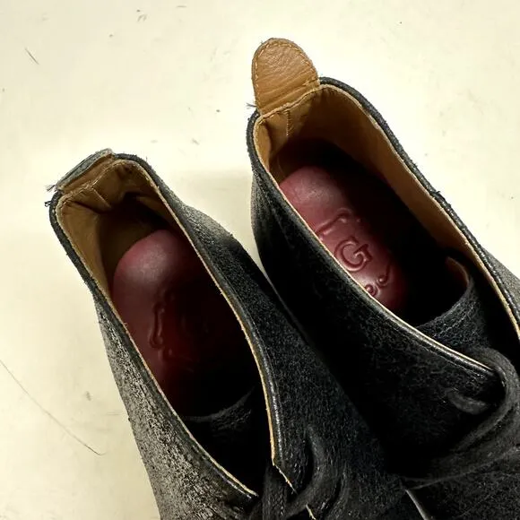 VERY GOOD Grenson Chukka Black Glazed Roughout Made in England 10.5 US / 9.5 UK