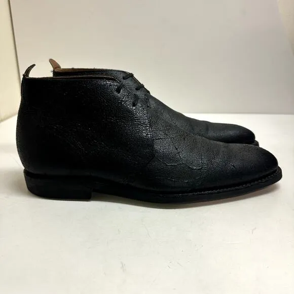 VERY GOOD Grenson Chukka Black Glazed Roughout Made in England 10.5 US / 9.5 UK