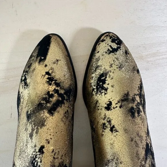 Very Volatile Moonstruck Gold Black Leather Mule Booties NIB‎ 8 NEW