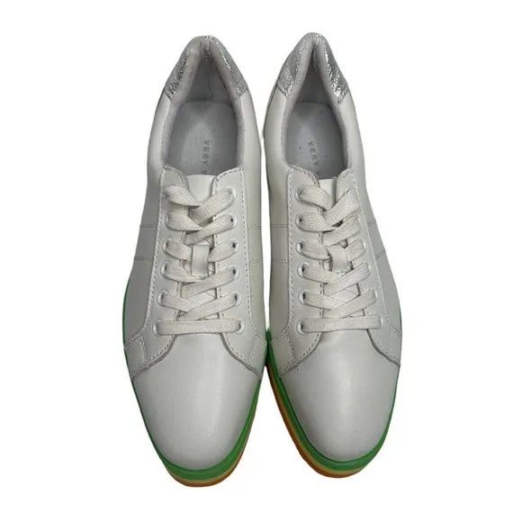 Very Volatile Womens Rainbow Platform Shoes White Leather Lace Up Retro Size 8.5