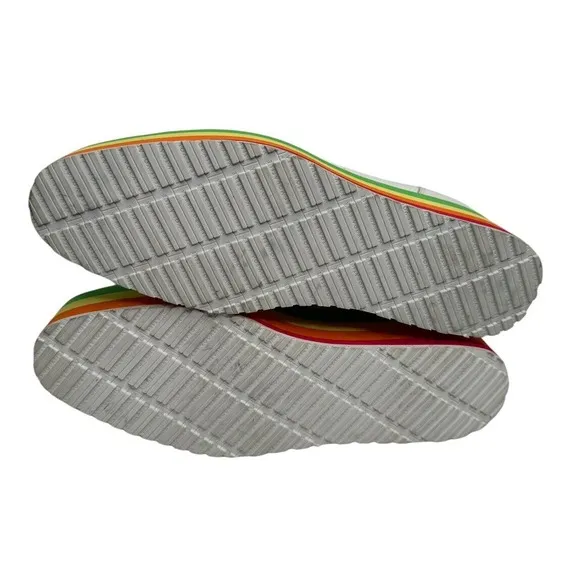 Very Volatile Womens Rainbow Platform Shoes White Leather Lace Up Retro Size 8.5