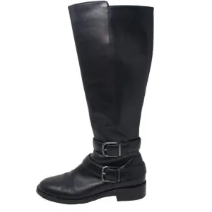 Via Spiga Leather Phillipa Zip Side Calf Boots Knee High Black - 8.5