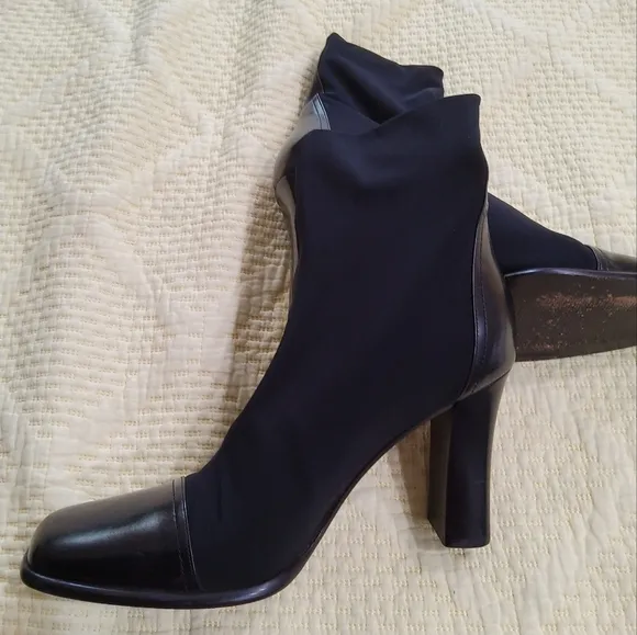 Via Spiga Nylon Leather Heeled Boots Size 9