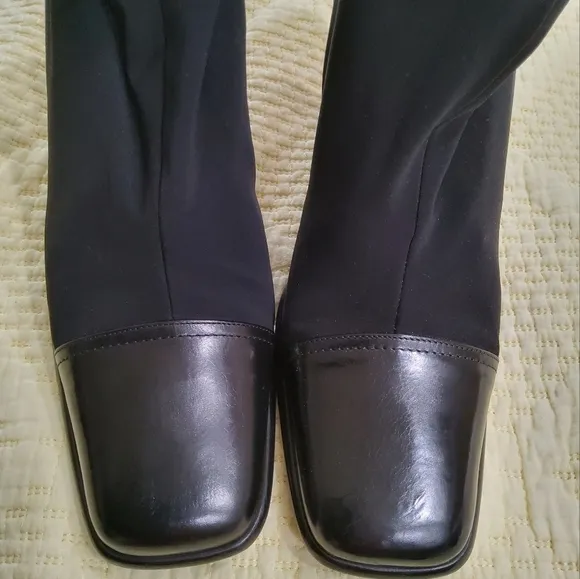 Via Spiga Nylon Leather Heeled Boots Size 9