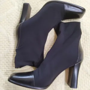 Via Spiga Nylon Leather Heeled Boots Size 9